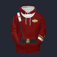 Modetrail Admiral Pike Strange New Worlds Monster Maroon Hoodie Costume, Star Trek Costume S-5XL US Size, Gift For Him
