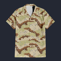 Modetrail American Chocolate Chip Desert Battle Dress Uniform (DBDU) CAMO Outfit Hawaiian Shirt And Shorts, Military Costume S-5XL US Size