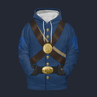 Modetrail American Civil War Uniforms Sergeant Major Fleece Hoodie Costume, American Costume S-5XL US Size, Gift For Him