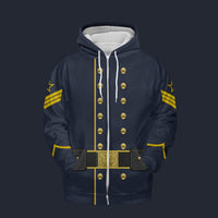 Modetrail American Civil War Union Cavalry Ordnance Sergt Fleece Zip Hoodie Costume, American Costume S-5XL US Size, Gift For Him