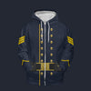 Modetrail American Civil War Union Cavalry Sergeant Fleece Zip Hoodie Costume, American Costume S-5XL US Size, Gift For Him