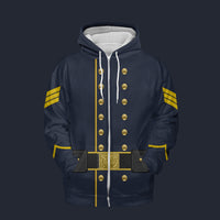 Modetrail American Civil War Union Cavalry Sergeant Fleece Zip Hoodie Costume, American Costume S-5XL US Size, Gift For Him