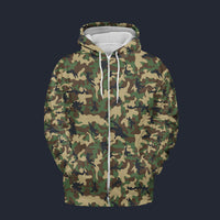 Modetrail American ERDL Highland Camo Zip Hoodie Costume, Military Costume S-5XL US Size, Gift For Him