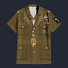 Modetrail American General WWII Hawaiian Shirt Costume, American Costume S-5XL US Size, Unisex Button Down Shirt