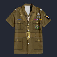 Modetrail American General WWII Hawaiian Shirt Costume, American Costume S-5XL US Size, Unisex Button Down Shirt