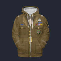 Modetrail American General WWII Zip Hoodie Costume, American Costume S-5XL US Size, Gift For Him