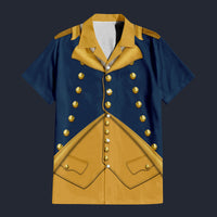 Modetrail American George Washington Hawaiian Shirt Costume, American Costume S-5XL US Size, Unisex Button Down Shirt