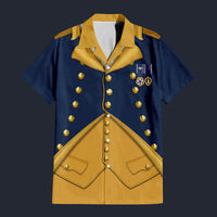Modetrail American George Washington Hawaiian Shirt Costume, American Costume S-5XL US Size, Unisex Button Down Shirt
