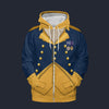 Modetrail American George Washington Zip Hoodie Costume, American Costume S-5XL US Size, Gift For Him