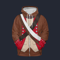 Modetrail American Infantry-6th Continental regiment-1776-1783 Zip Hoodie Costume, American Costume S-5XL US Size, Gift For Him