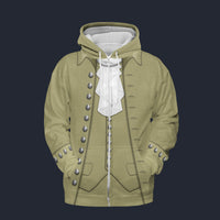 Modetrail American John Adams Fleece Zip Hoodie Costume, American Costume S-5XL US Size, Gift For Him