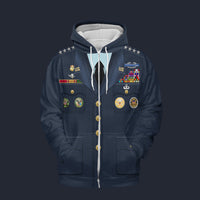 Modetrail American Norman Schwarzkopf Set 2 Fleece Zip Hoodie Costume, American Costume S-5XL US Size, Gift For Him