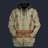 Modetrail American Private in the 442nd Infantry Regiment Fleece Zip Hoodie Costume, American Costume S-5XL US Size, Gift For Him