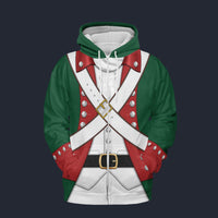 Modetrail American Revolution Continental Marine Corps Officer Fleece Zip Hoodie Costume, American Costume S-5XL US Size, Gift For Him