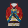 Modetrail American Revolution General Washington Fleece Zip Hoodie Costume, American Costume S-5XL US Size, Gift For Him