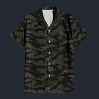 Modetrail American Tiger Stripe Highland Triple Canopy CAMO Outfit Hawaiian Shirt And Shorts, Military Costume S-5XL US Size