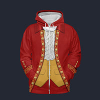 Modetrail Austria Mozart Fleece Zip Hoodie Costume, Austria Costume S-5XL US Size, Gift For Him