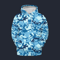 Modetrail Blue Camouflage Tracksuit Costume Hoodie Sweatshirt T-Shirt Sweatpants, Military Costume S-5XL US Size