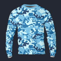 Modetrail Blue Camouflage Long Sleeves Costume, Military Costume S-5XL US Size, Gift For Him