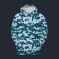 Modetrail Blue Camouflage Set 2 Tracksuit Costume Hoodie Sweatshirt T-Shirt Sweatpants, Military Costume S-5XL US Size