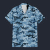 Modetrail Blue Camouflage Set 3 Hawaiian Shirt Costume, Military Costume S-5XL US Size, Unisex Button Down Shirt
