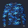Modetrail Blue Camouflage Set 4 Tracksuit Costume Hoodie Sweatshirt T-Shirt Sweatpants, Military Costume S-5XL US Size