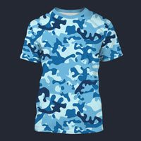 Modetrail Blue Camouflage T-shirt Costume, Military Costume S-5XL US Size, Gift For Him