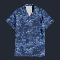 Modetrail Blue Multicam Ivory Coast Hawaiian Shirt Costume, Military Costume S-5XL US Size, Unisex Button Down Shirt
