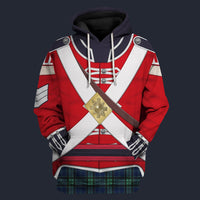 Modetrail British 42nd Foot Royal Highland Private Tracksuit Costume Hoodie Sweatshirt T-Shirt Sweatpants, British Costume S-5XL US Size