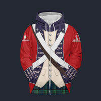 Modetrail British 42nd Highland Infantry-1776-1783 Fleece Zip Hoodie Costume, British Costume S-5XL US Size, Gift For Him