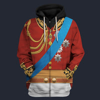 Modetrail British George IV Fleece Zip Hoodie Costume, British Costume S-5XL US Size, Gift For Him