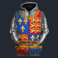Modetrail British Henry V Fleece Zip Hoodie Costume, British Costume S-5XL US Size, Gift For Him