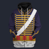 Modetrail British Hussar 1806-1815 Fleece Zip Hoodie Costume, British Costume S-5XL US Size, Gift For Him