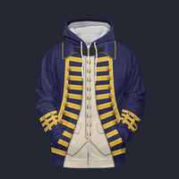 Modetrail British Navy Admiral Collingwood Fleece Zip Hoodie Costume, British Costume S-5XL US Size, Gift For Him