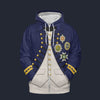 Modetrail British Nelson Uniform as worn at Trafalgar Fleece Zip Hoodie Costume, British Costume S-5XL US Size, Gift For Him