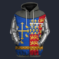 Modetrail British Richard II Fleece Zip Hoodie Costume, British Costume S-5XL US Size, Gift For Him