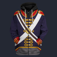 Modetrail British Royal Foot Artillery Gunner 1806-1815 Zip Hoodie Costume, British Costume S-5XL US Size, Gift For Him