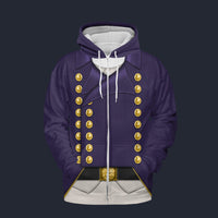 Modetrail British Royal Navy Captain-1806 Fleece Zip Hoodie Costume, British Costume S-5XL US Size, Gift For Him