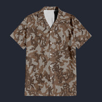 Modetrail Brown Camouflage Hawaiian Shirt Costume, Military Costume S-5XL US Size, Unisex Button Down Shirt