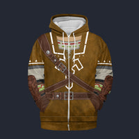 Modetrail Brown Link Attire Zelda Fleece Zip Hoodie Costume, The Legend of Zelda Costume S-5XL US Size, Gift For Him