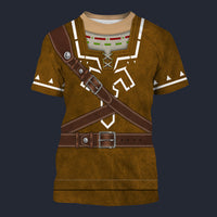 Modetrail Brown Link Attire Zelda Tracksuit Costume Hoodie Sweatshirt T-Shirt Sweatpants, The Legend of Zelda Costume S-5XL US Size