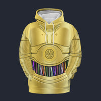 Modetrail Star Wars C-3PO Fleece Hoodie Costume, S-5XL US Size, Gift For Him
