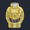 Modetrail Star Wars C-3PO Tracksuit Costume Hoodie Sweatshirt T-Shirt Sweatpants, S-5XL US Size