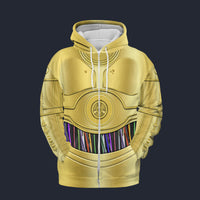Modetrail Star Wars C-3PO Zip Hoodie Costume, S-5XL US Size, Gift For Him