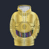 Modetrail Star Wars C-3PO Tracksuit Costume Hoodie Sweatshirt T-Shirt Sweatpants, S-5XL US Size