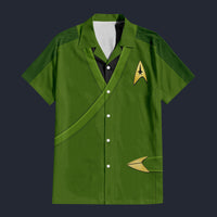Modetrail Captain Pike Green Hawaiian Shirt Costume, Star Trek Costume S-5XL US Size, Unisex Button Down Shirt