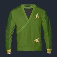 Modetrail Captain Pike Green Long Sleeves Costume, Star Trek Costume S-5XL US Size, Gift For Him