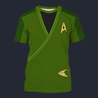 Modetrail Captain Pike Green T-shirt Costume, Star Trek Costume S-5XL US Size, Gift For Him