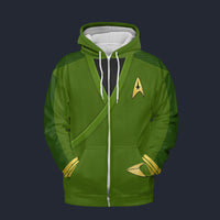 Modetrail Captain Pike Green Zip Hoodie Costume, Star Trek Costume S-5XL US Size, Gift For Him