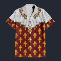 Modetrail France Charles X of France Coronation Robes Red Hawaiian Shirt Costume, France Costume S-5XL US Size, Unisex Button Down Shirt